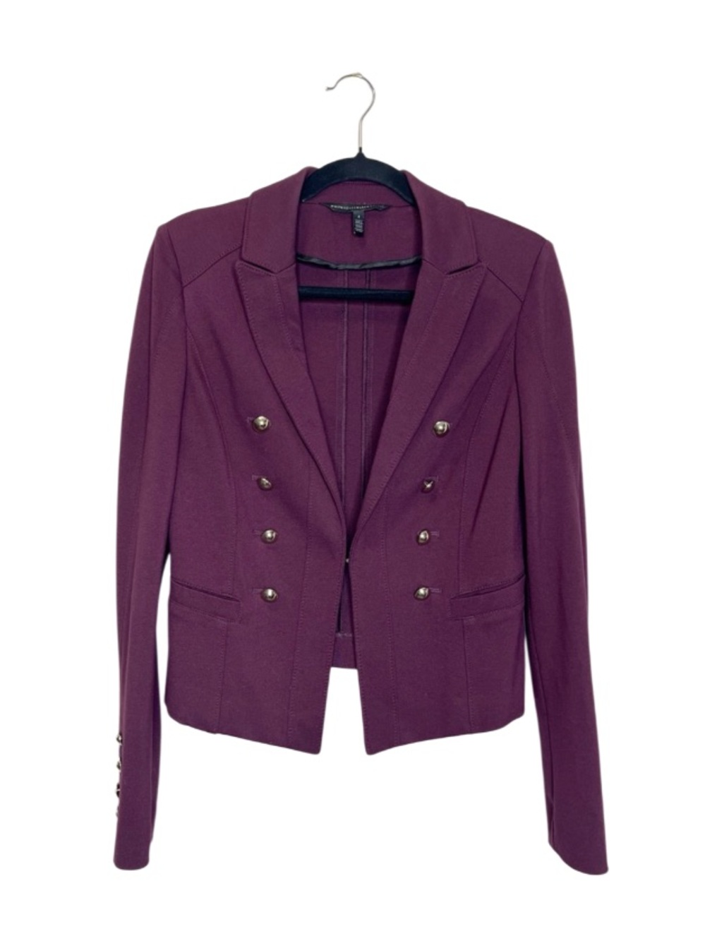 WHBM Military Style Cropped Ponte Blazer in Eggplant Purple size 4